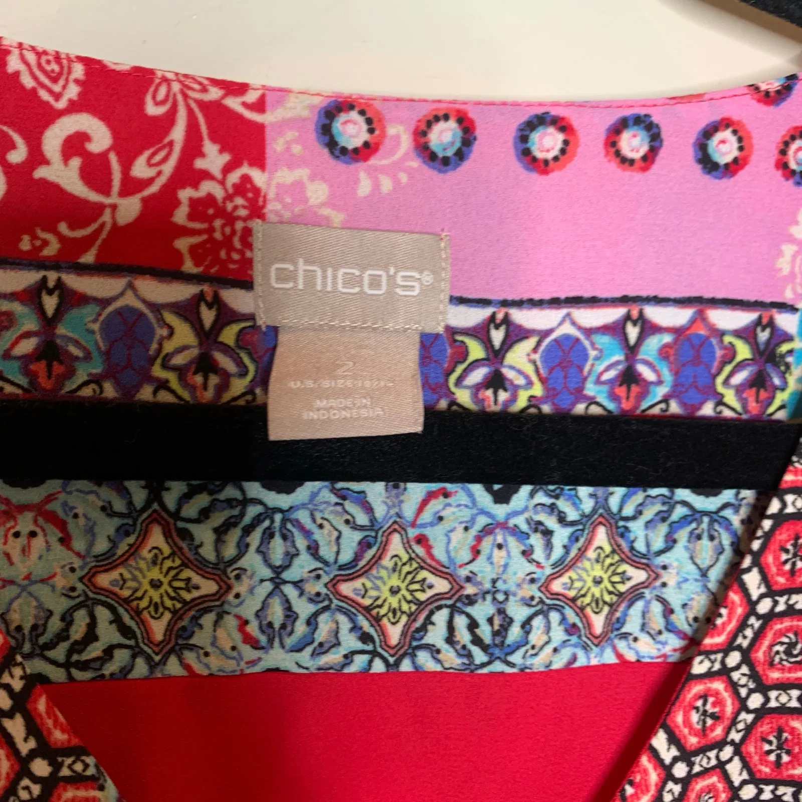 Chico's Bright Flowy Peplum Top Sz 2  12/14 - Image 8