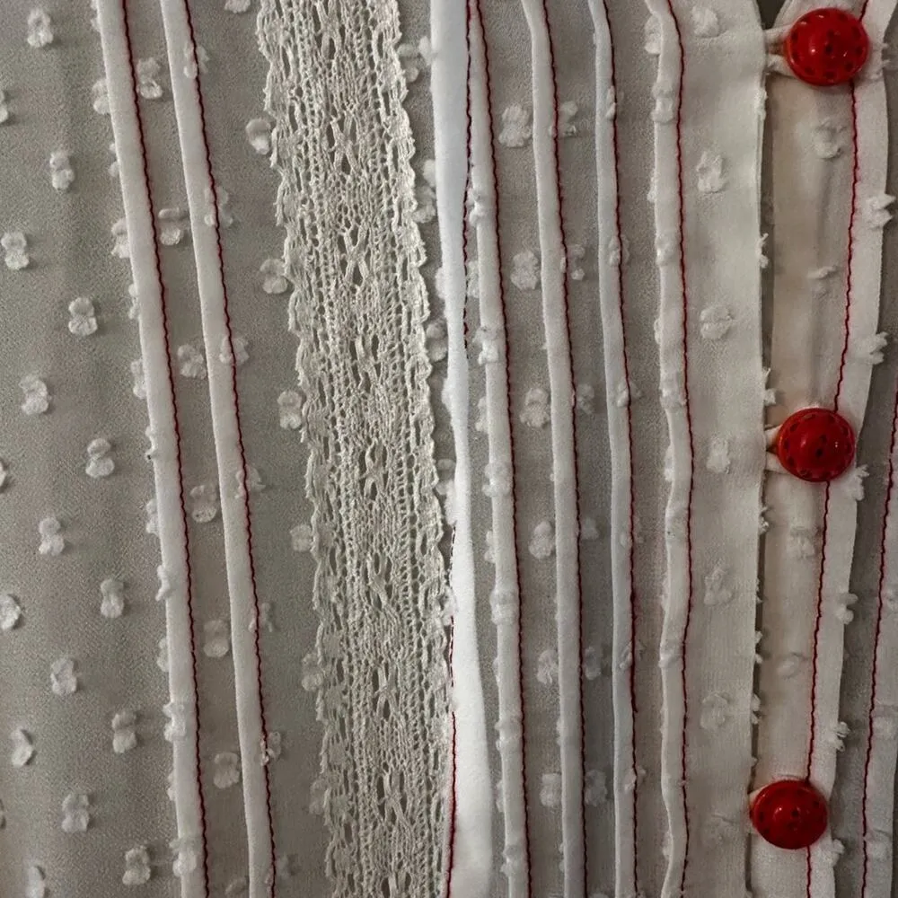 Matilda Jane Cream Swiss Dot Light the Way Tunic Sheer Button up Size Medium - Image 4