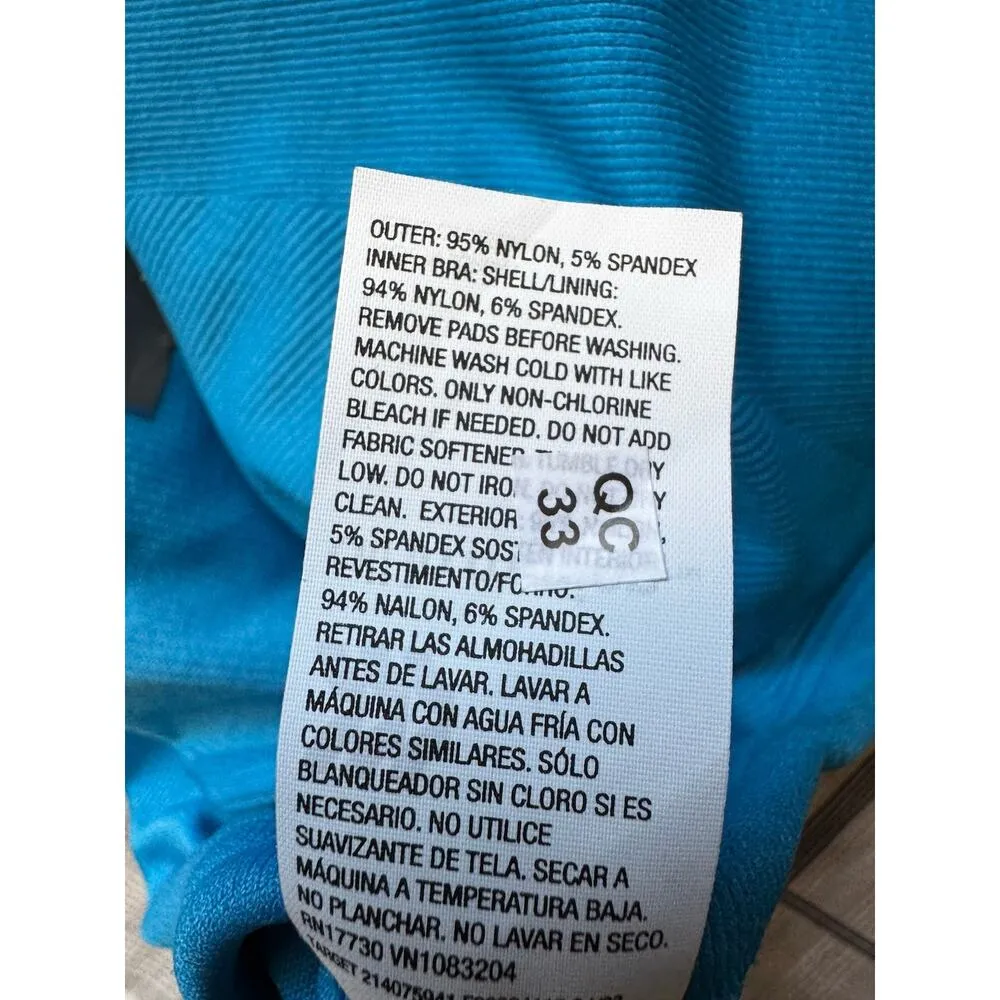 NWT All In Motion Blue Ribbed Seamless Tank Shelf Bra Size Large High Neck - Image 8