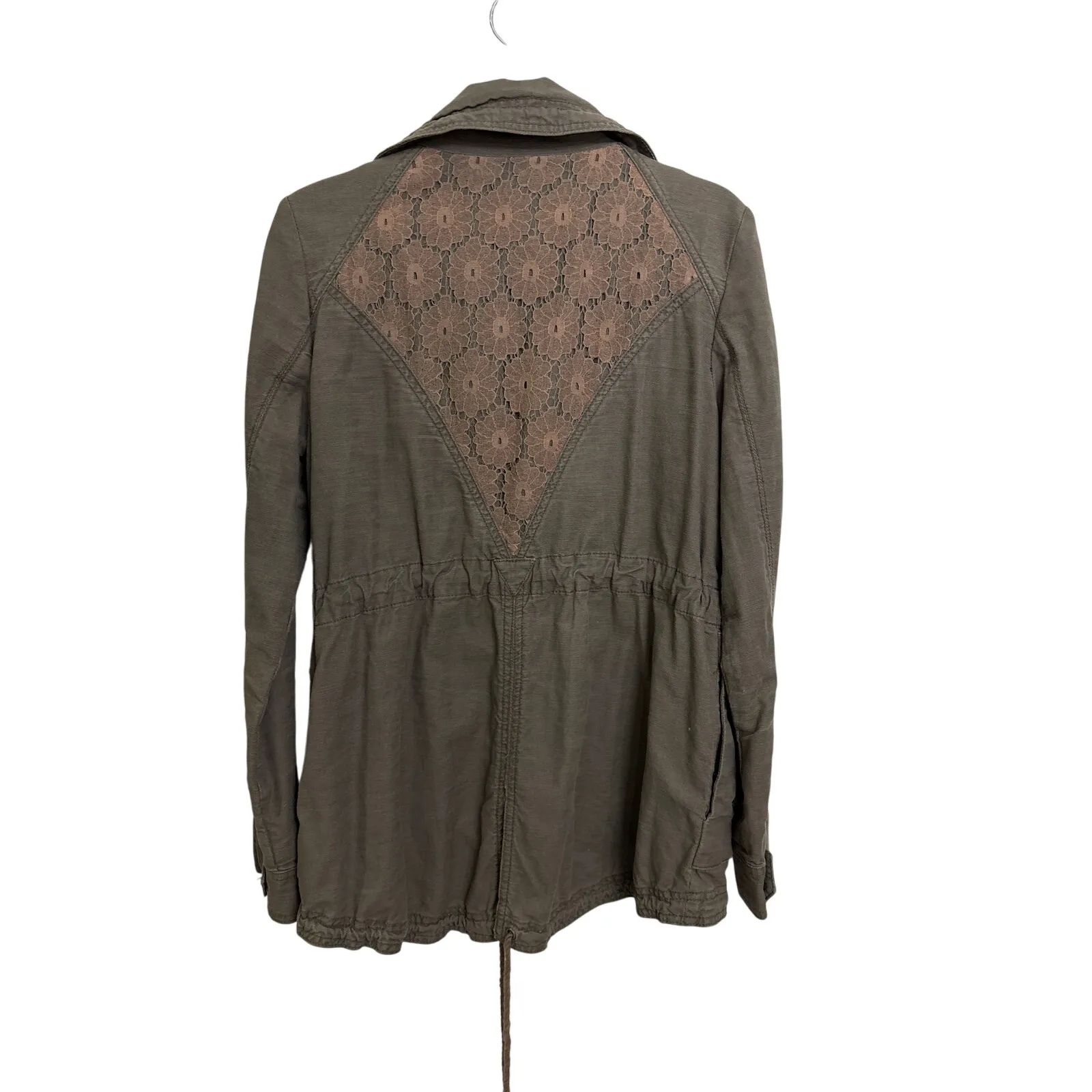 Anthropologie Revenna Lattice Anorak Women Large Jacket Olive Green Lace Hei Hei - Image 2