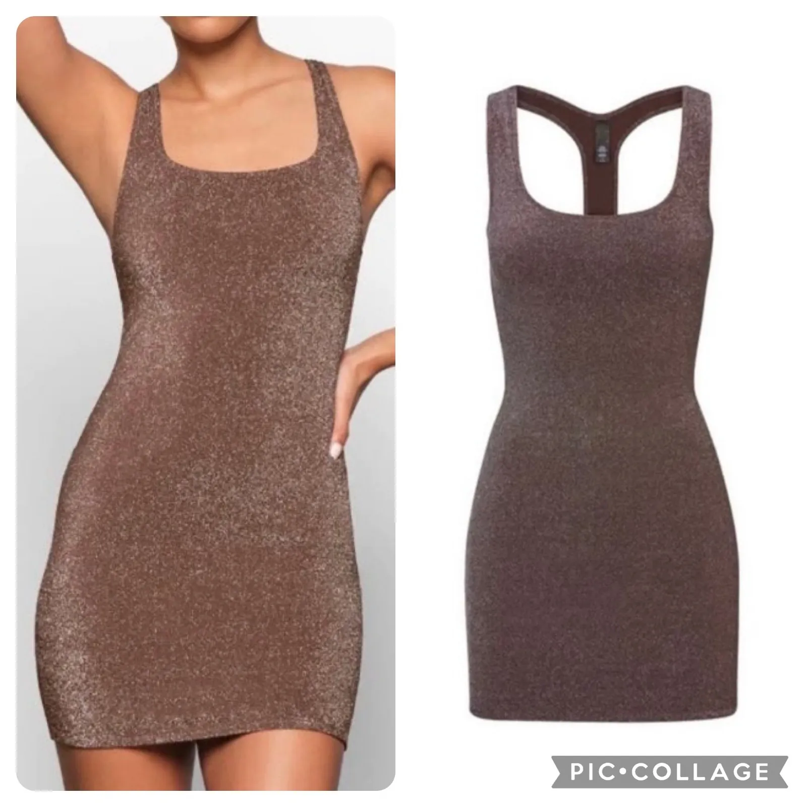 SKIMS Size 4X Glitter Swim Cover up Beach Pool Metallic Dress Jasper Brown NET - Image 3