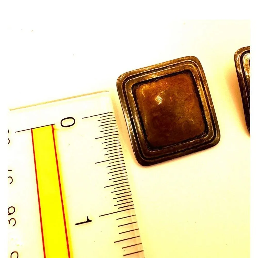 Rare-Collectable Retired James Avery Sterling Silver Brass Square Earrings - Image 7