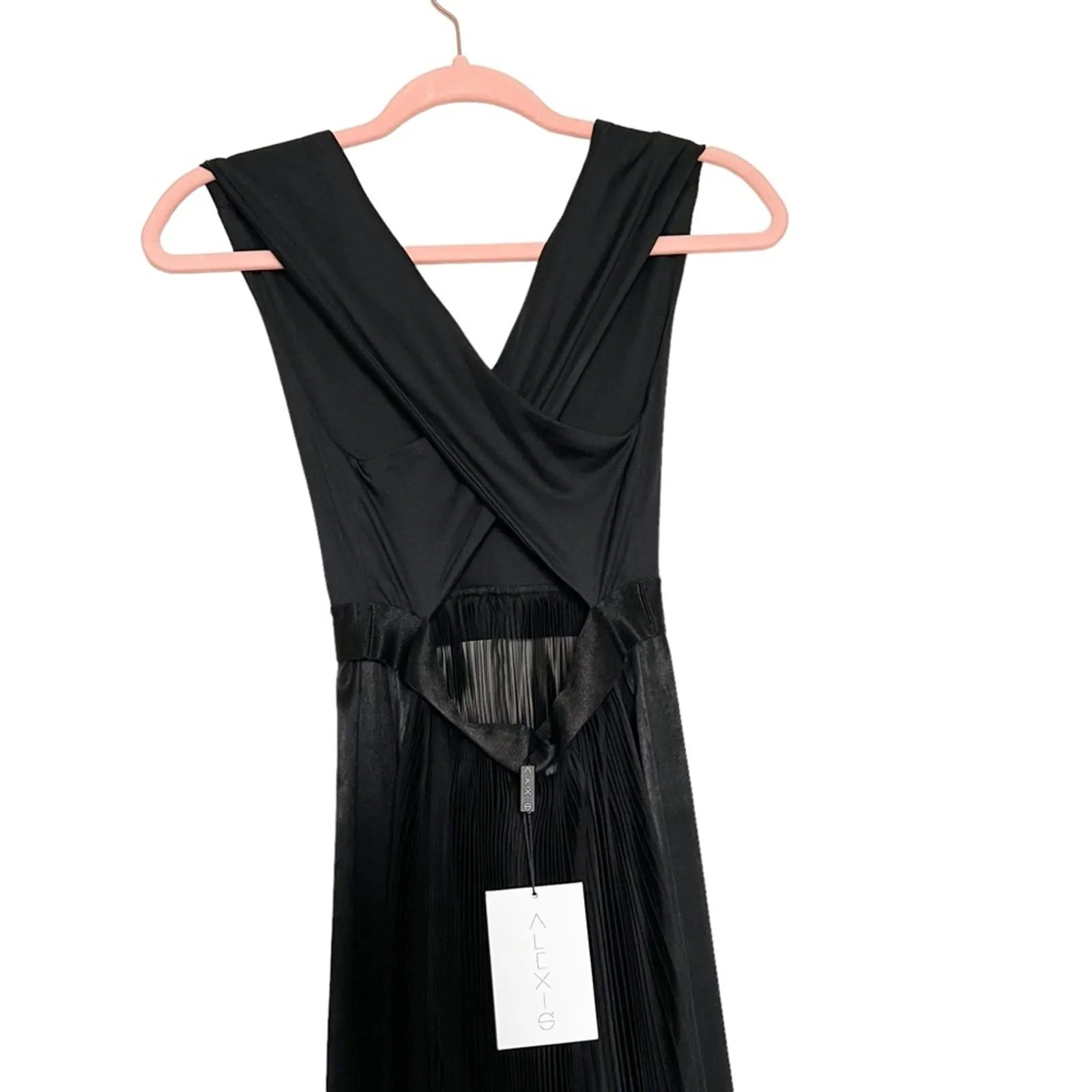 NWT Alexis‎ Federico Long Pleated Organza Silk Maxi Dress Black White Size XS - Image 6