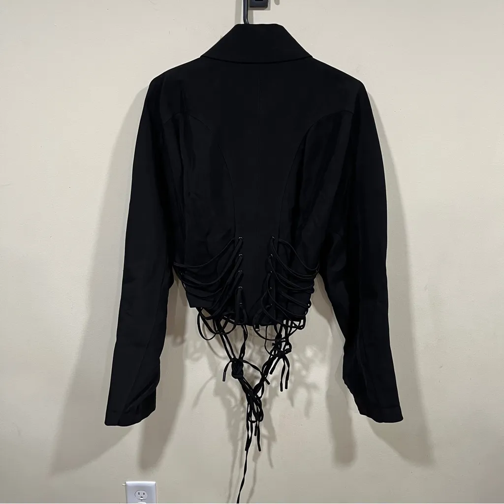 NWT Mugler laced corset jacket black size 42 US XL wool full zip women - Image 8