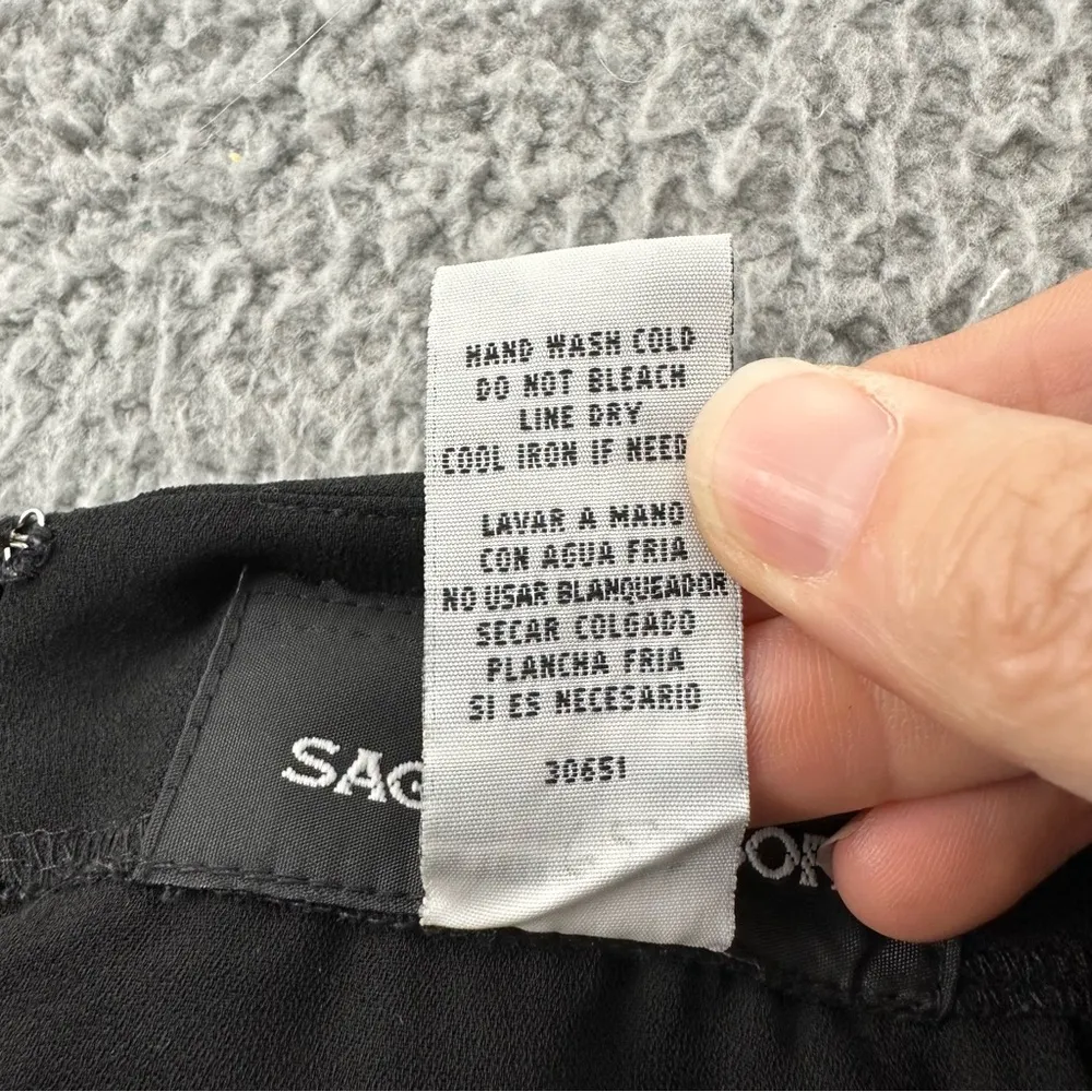 Vintage Sag Harbor Black Maxi Skirt Fairy Grunge Dark Boho Floral Satin Women 12 - Image 6