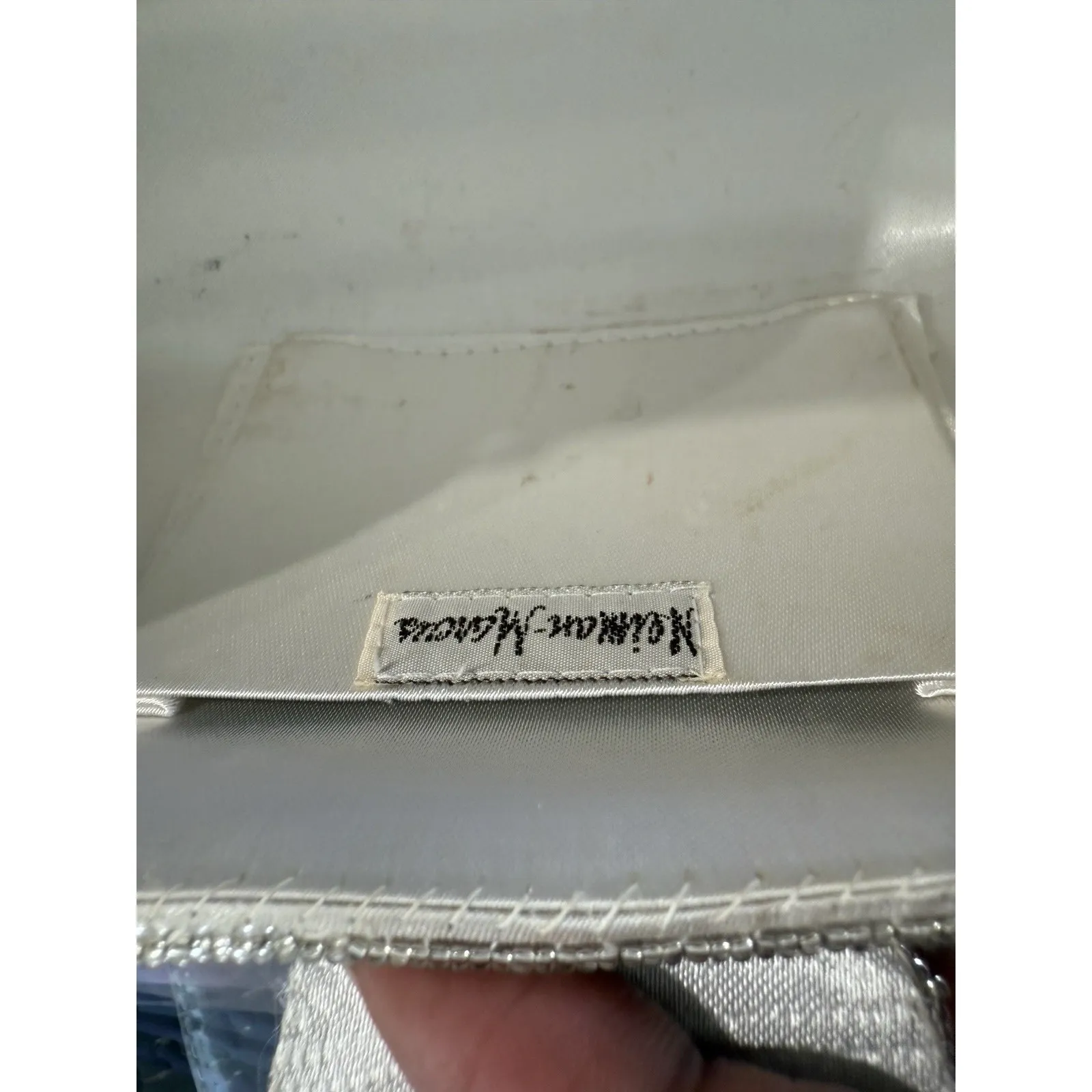 Vintage Neiman Marcus Evening Bag Silver Beaded  Purse chain‎ strap - Image 7