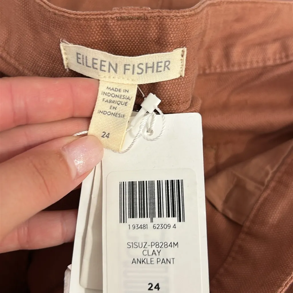 Eileen Fisher Organic Cotton Hemp Ankle Pant Clay‎ Plus Size 24 - Image 6
