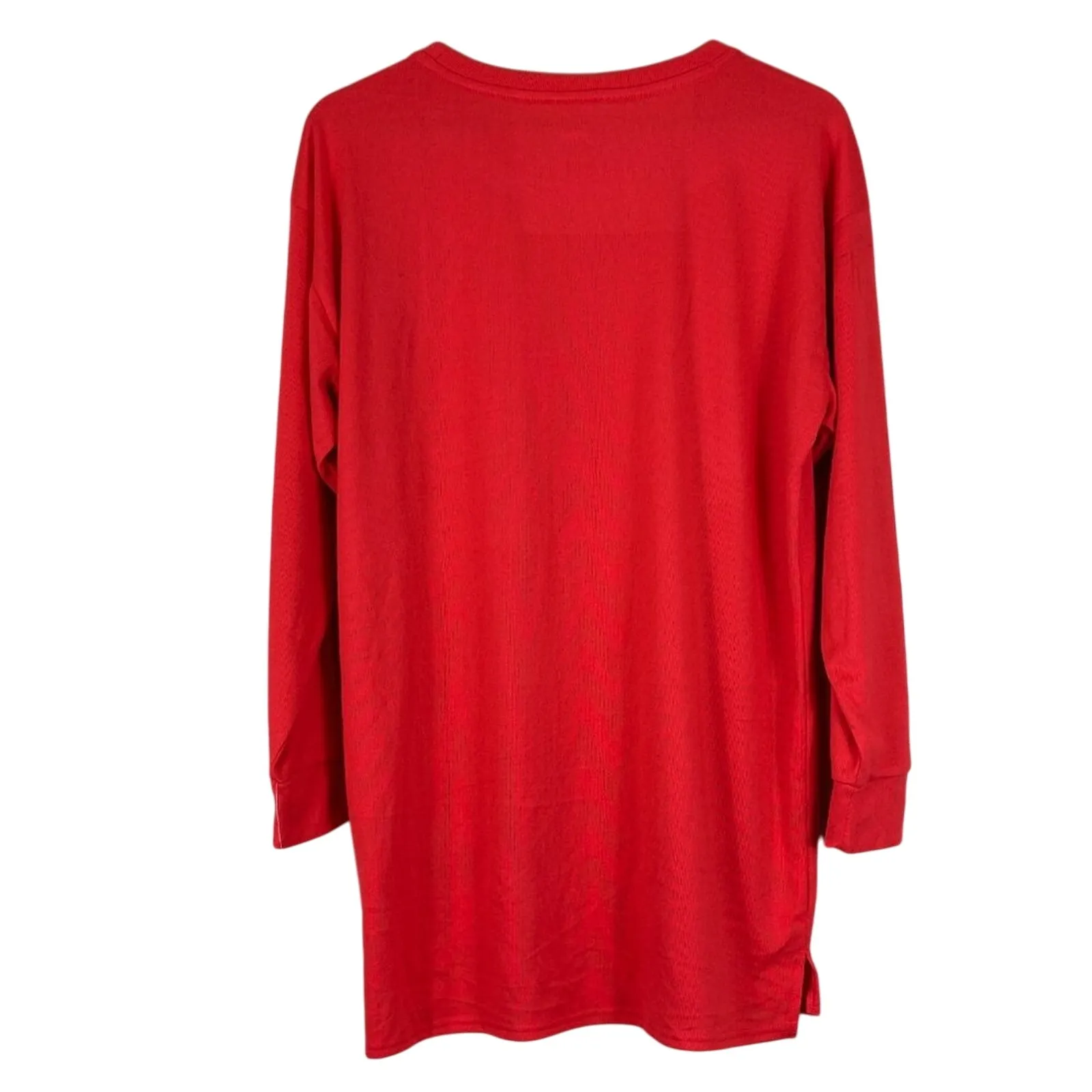 NWT Jenni Cozy Soft Sleep Shirt Womens M Orange Ribbed Long Sleeve Lounge Red Size M - Image 5