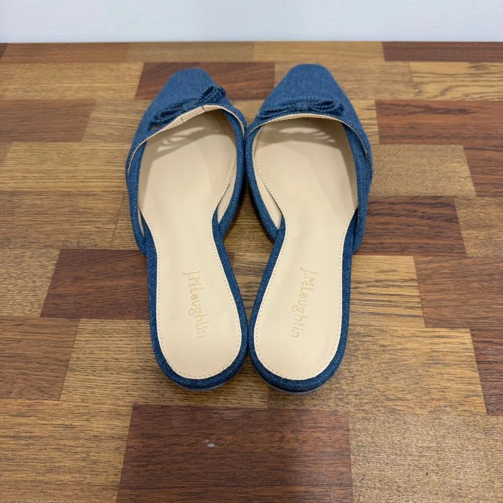 J Mclaughlin Holina Mules Denim Chambray Flats Y2K Slip On NWT Size‎ 8 Sandals - Image 6