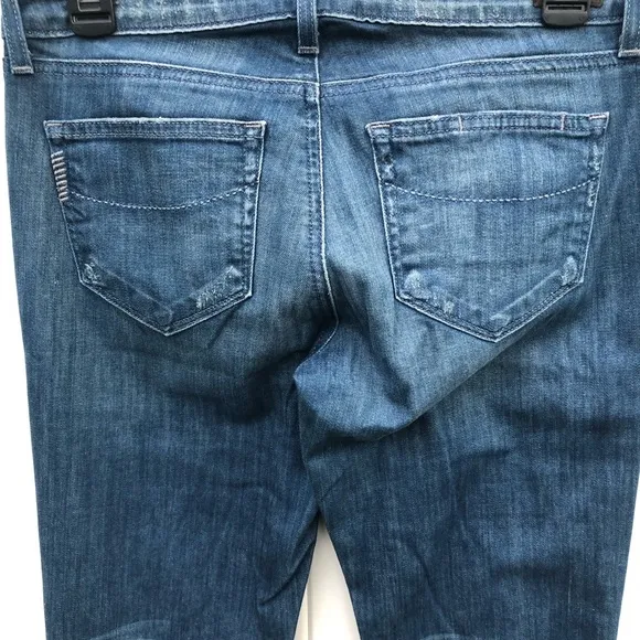 Paige manning medium‎ wash jeans women’s size 27 distressed flare - Image 7