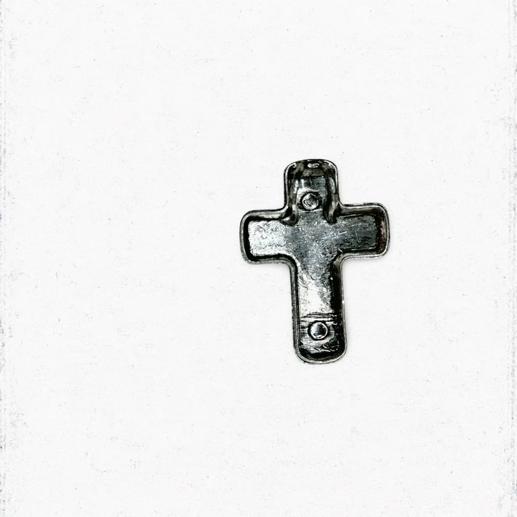 6915. Hammered Southwest Silvertone Cross Silver - Image 3