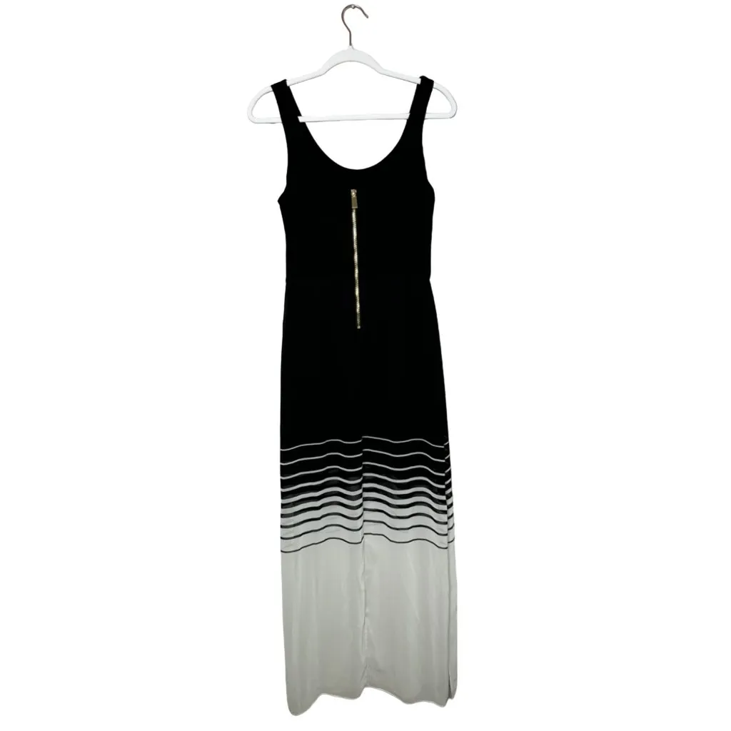 Vince Camuto Chiffon Overlay Tank Maxi Dress Size Medium Black White Sleeveless - Image 6