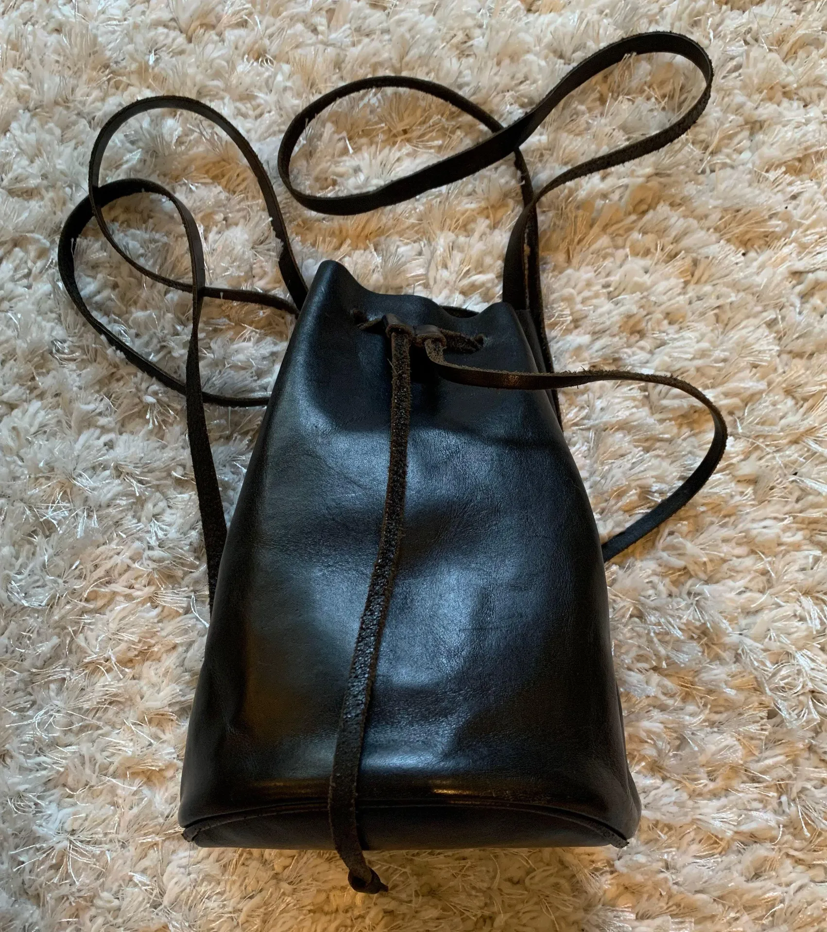 Brandy Melville Leather Bucket Bag Backpack - Image 3