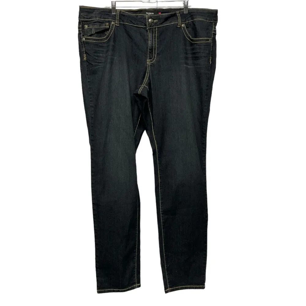 Torrid Women's Denim‎ Straight Leg Jeans Dark Wash Size 26 Tall Stretch - Image 3