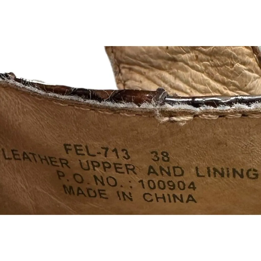 Alegria Brown Croc Embossed Patent Leather Mary Jane Flats Size 38 Comfort Shoes - Image 9