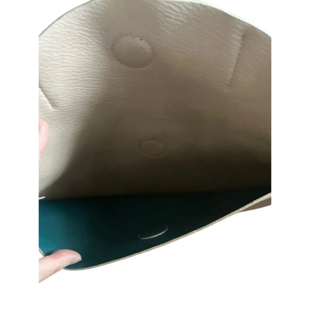 Round Taupe & Teal Vegan Leather 2 - Image 3