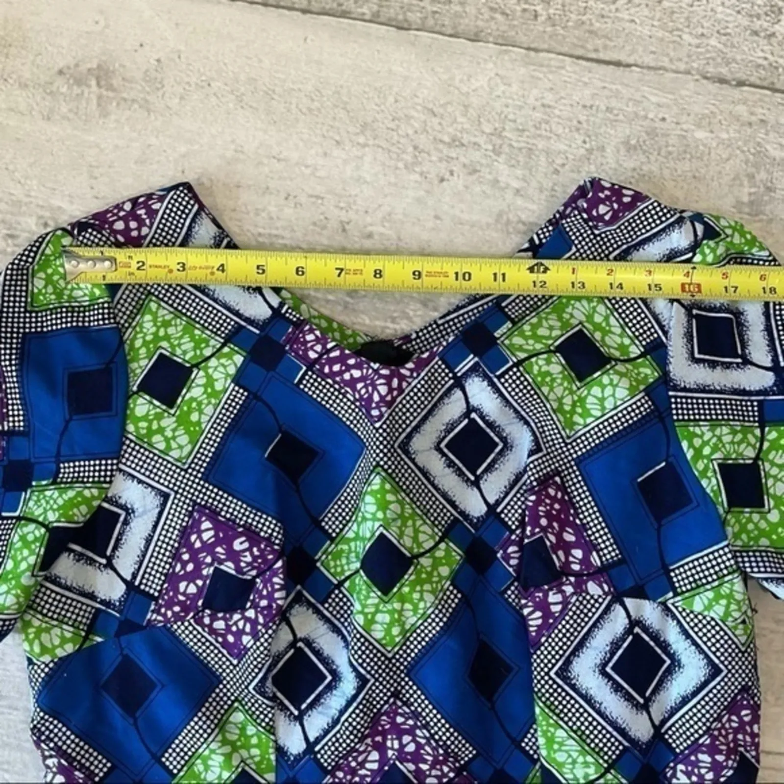 Traditional African Two Pc Dress Set Wax Fabric Blue Green Purple Custom Kitenge - Image 10