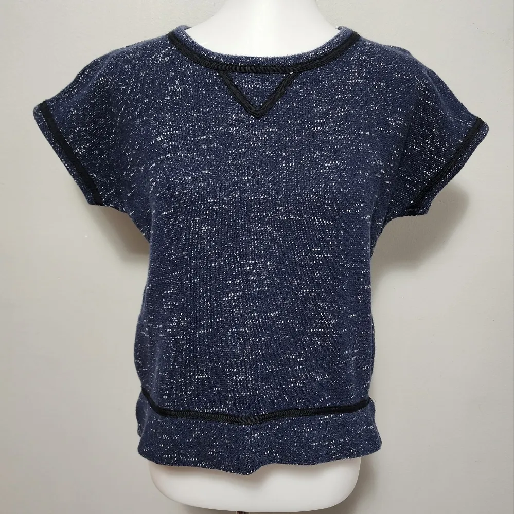 Madewell Nightsky Navy Marled Short Sleeve Sweatshirt Size Small - Image 2
