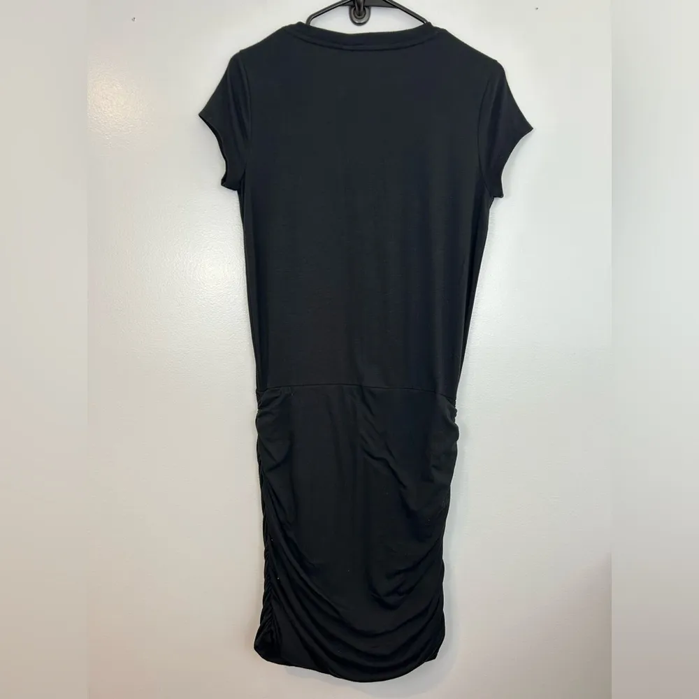 Athleta Topaga Black V-neck Short Sleeve Ruched Shirt Dress Size XS - Image 7