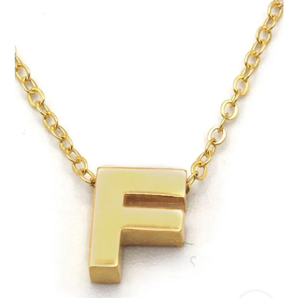 NEW Women's Letter F Dainty 14k Gold Filled‎ Block Necklace, 16-18” - Image 9
