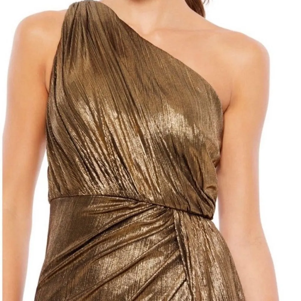 Mac Duggal 26537 Womens Draped One Shoulder Grecian Metallic Gown Dress - Image 7