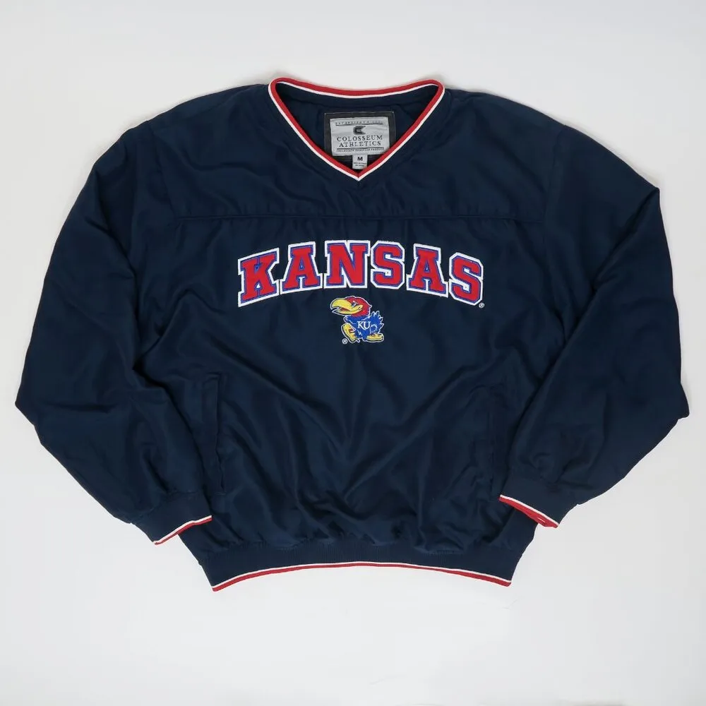 Vintage 90s Colosseum Athletics Kansas Jayhawks Pullover Windbreaker - Image 3