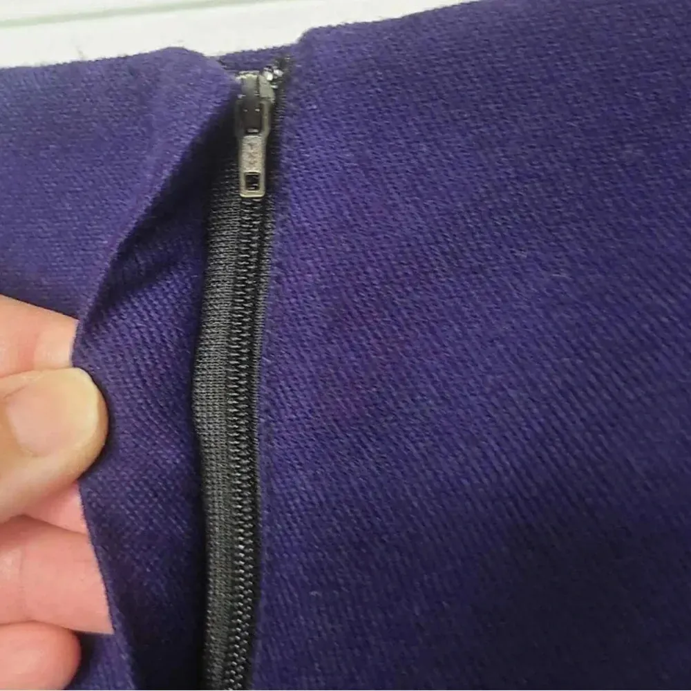 Sachin + Babi for Ankasa | Silk Blue Faux Leather Trim Moto Pencil Skirt Size 2 - Image 4