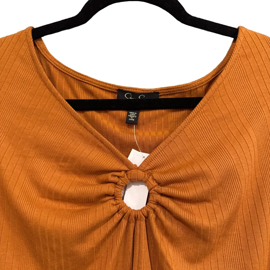 Jessica Simpson Jasleen Glazed Ginger Ribbed Blouse Size 2X - Image 2