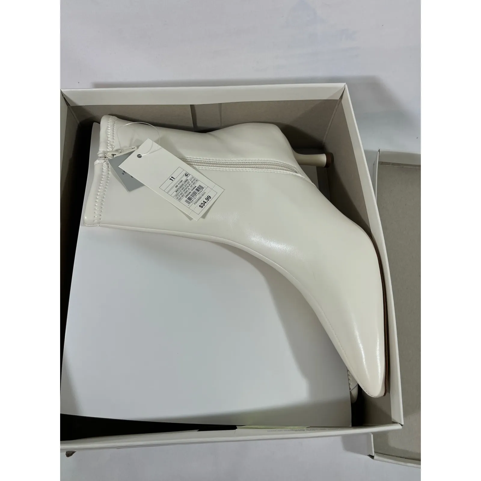 A New Day Women's Stretch Ankle Boots Pointed Toe Kitten Heel Modern Ivory Sz 11 - Image 10