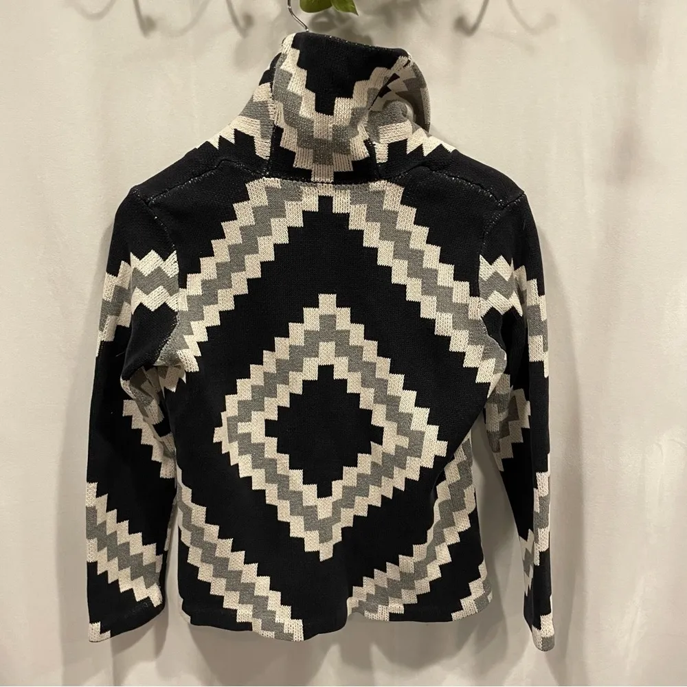 Adorable y2k Chaps chunky chevron black gray cardigan sweater classic - Image 4