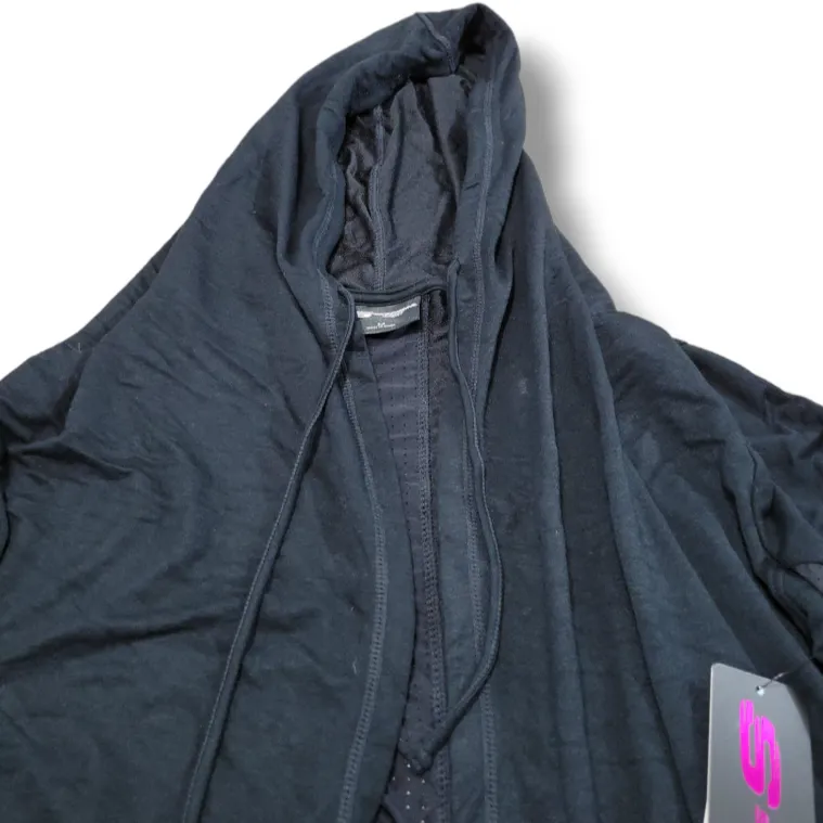 New Skechers Sweater Size Medium Skechers Drape Cardigan Hooded Open Front Black - Image 4