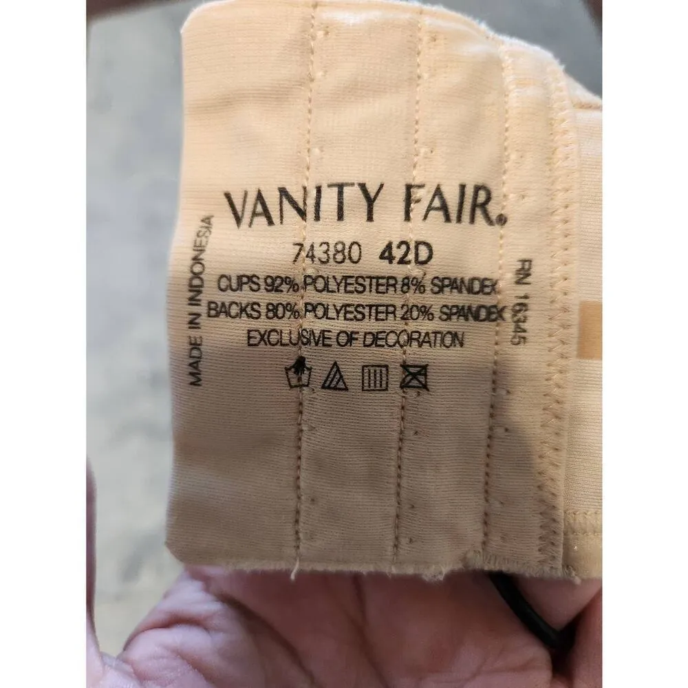 Vanity Fair Beauty Back Full Figure Strapless Bra size 42D Beige - Image 3