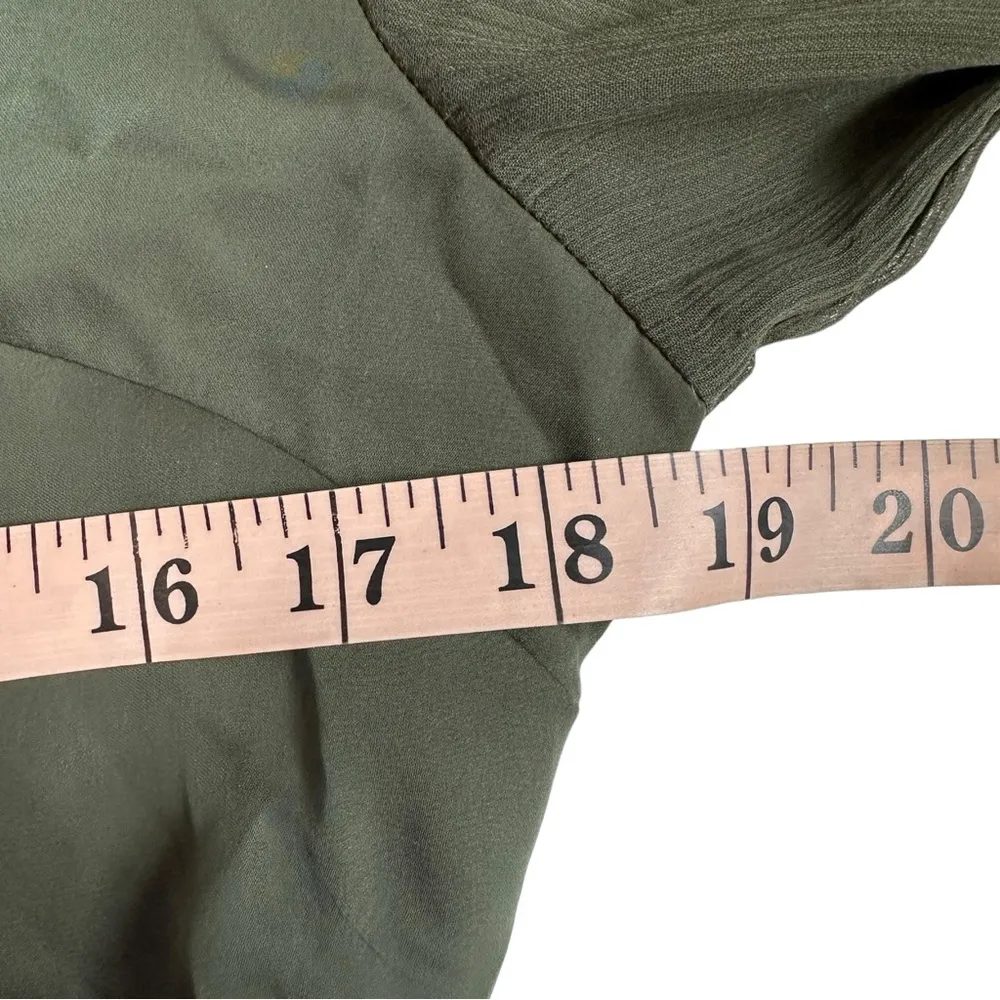 Nicole by Nicole Miller Green Silky Collared Drawstring Tunic Size Small - Image 4