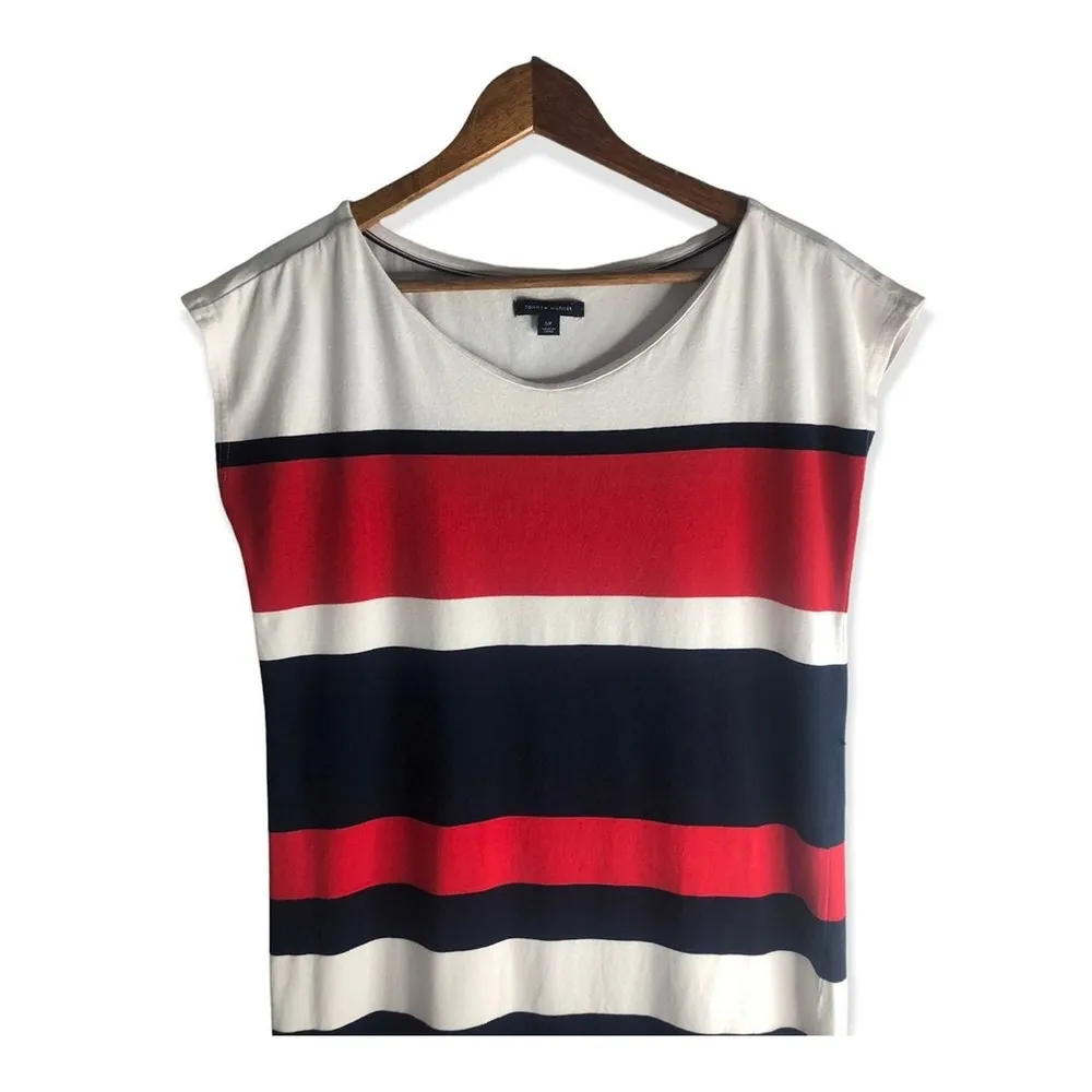 Tommy Hilfiger Cotton Oversized Stripe Short Sleeve T-shirt Dress - Image 58