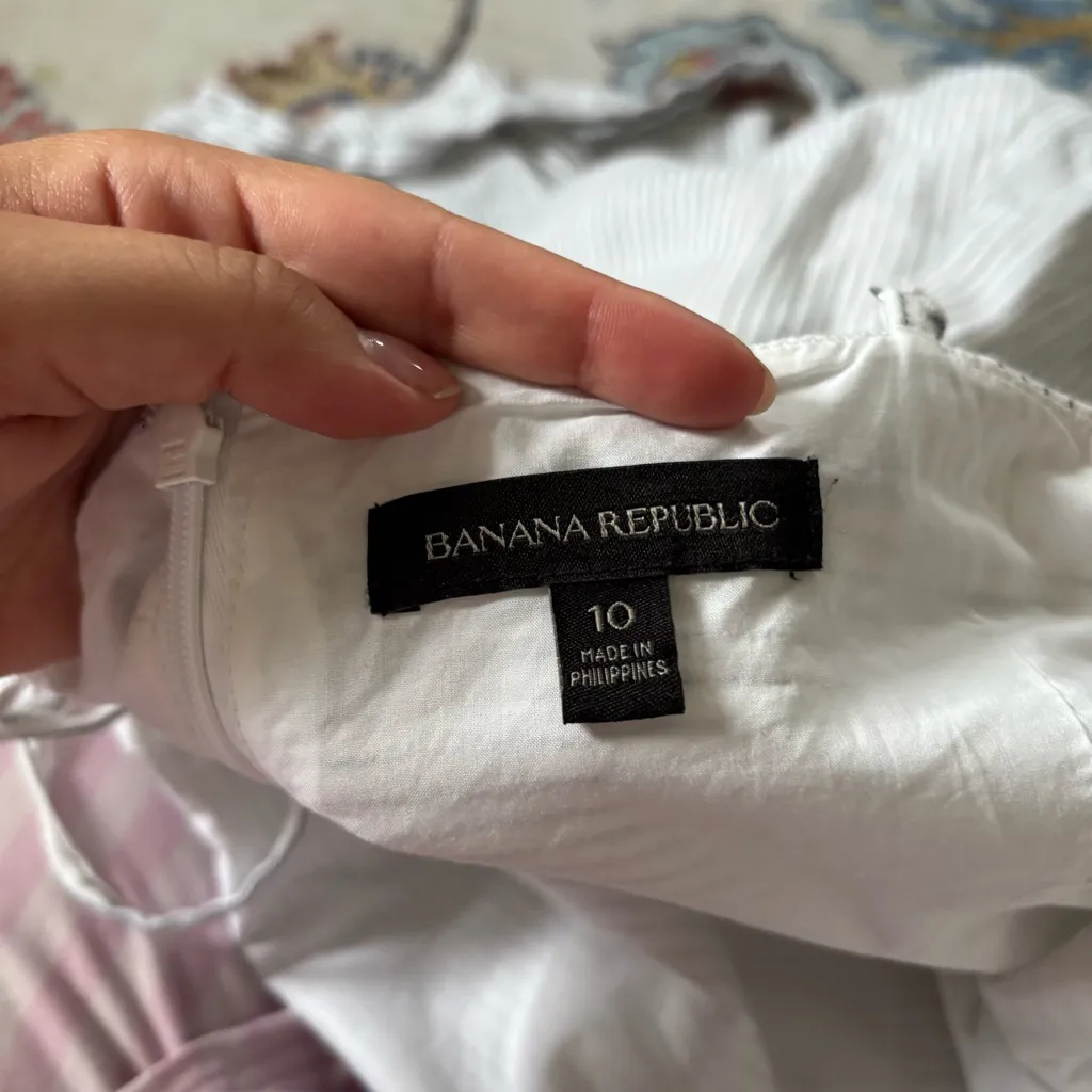 Banana Republic White Linen Blend Pin Stripe Squareneck Belted Crop Jumpsuit 10 - Image 6