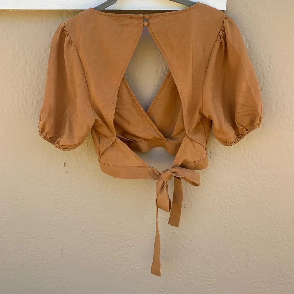 F21 mustard-orange cropped wrap top - Image 2