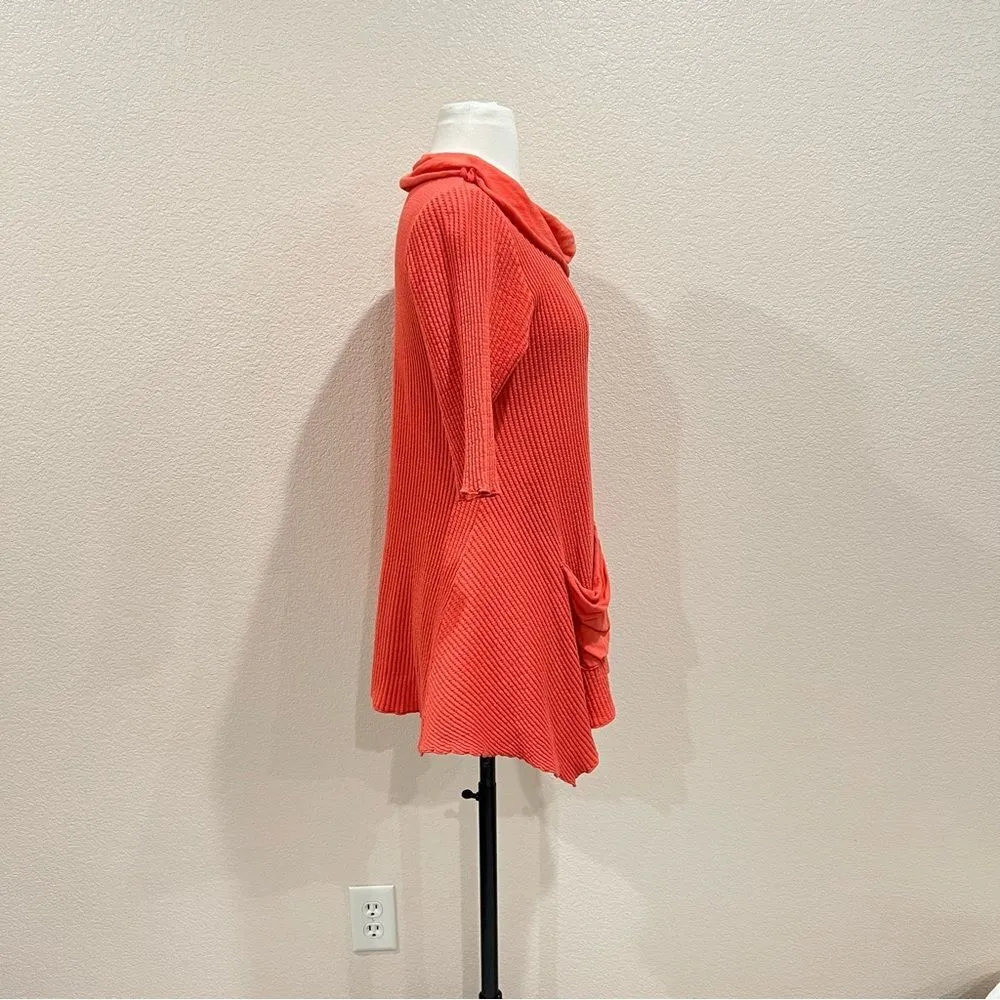 Fenini Coral Waffle Tunic Swing Top Small Orange - Image 5