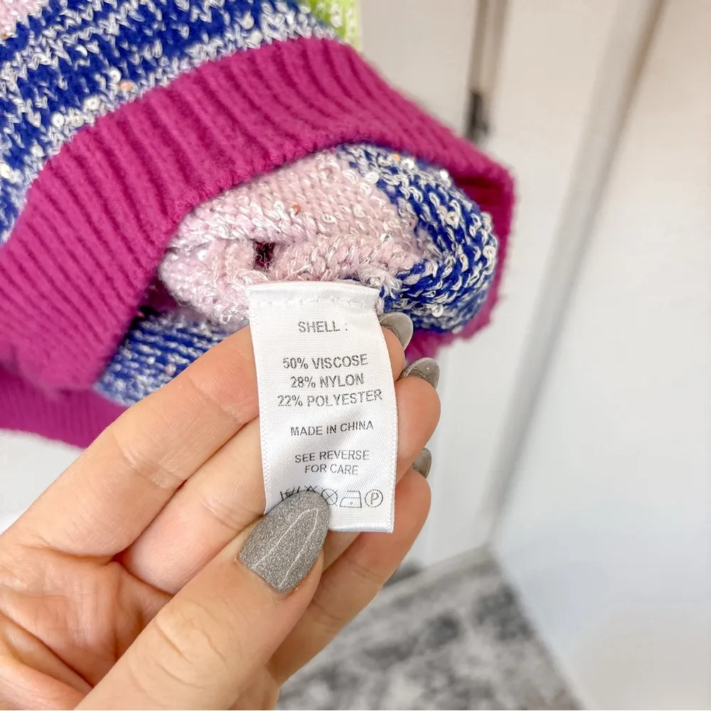 Olivia Rubin Mika rainbow stripe sequin cardigan Pink - Image 6