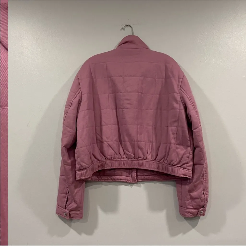 Sam Edelman Denim Look Quilt Jacket Dusty Rose Large L - Image 4