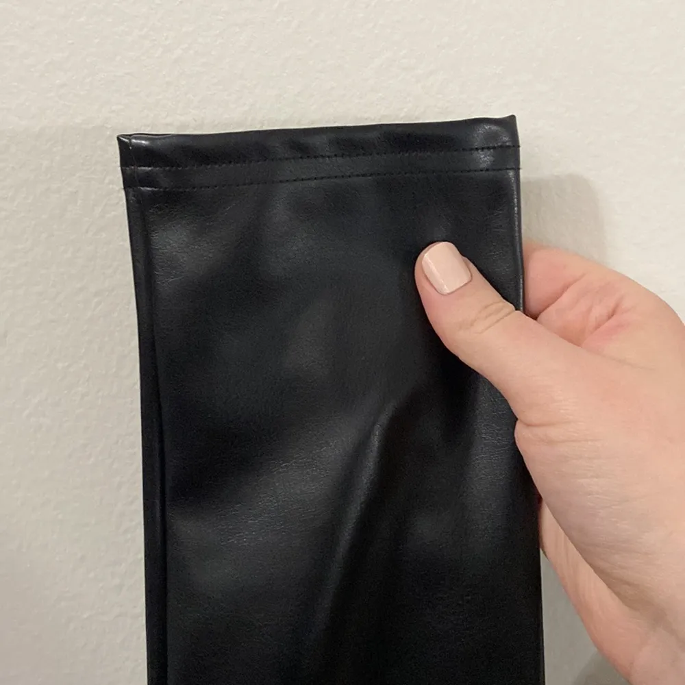 Red Hot by Spanx very black all over faux leather leggings wide waistband sz M - Image 6