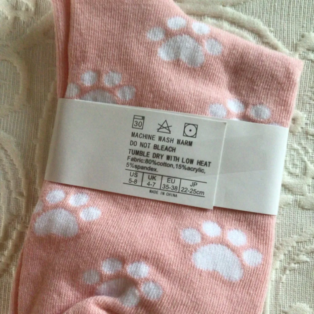 Womens Cat Socks and Matching Cat Earrings in pink/ white Pink - Image 5