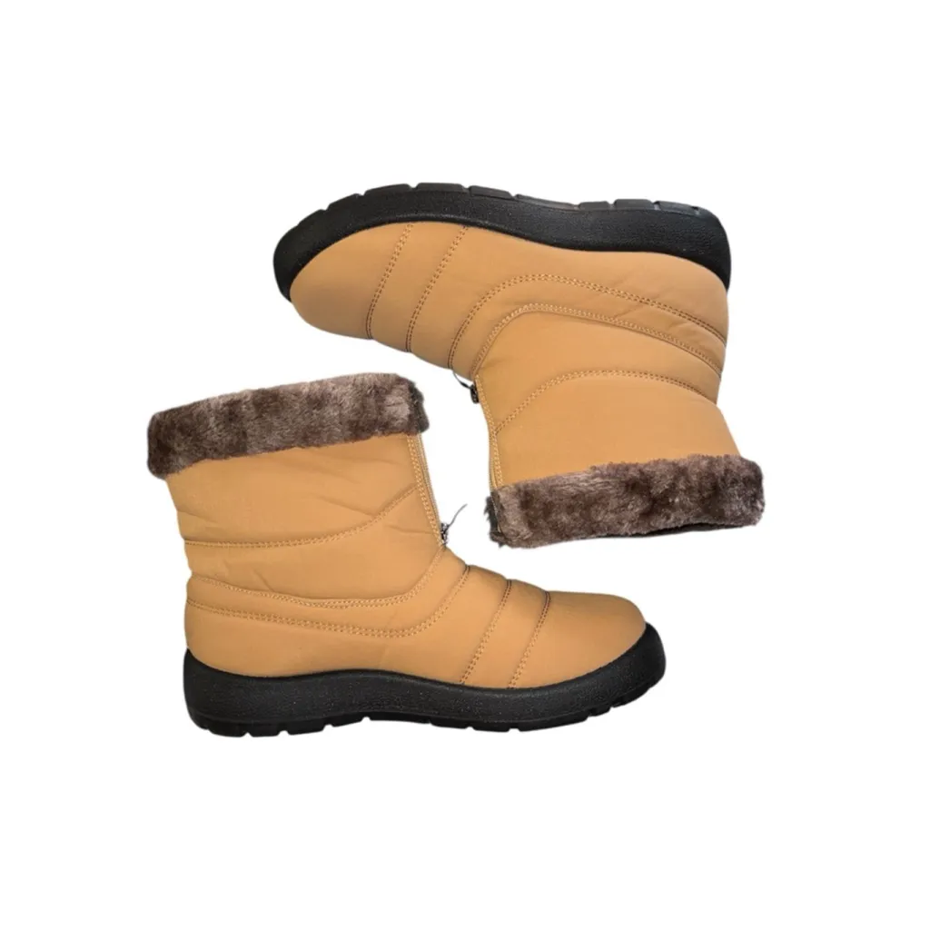 Women's Tan Faux Fur Lined Snow Boots Water Resistant Size 9 - Image 6