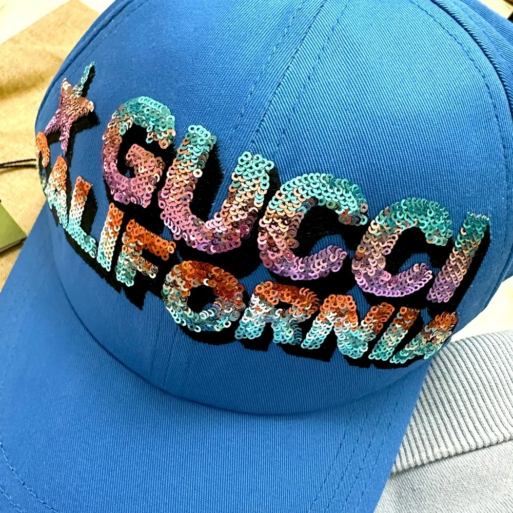 Gucci California Logo Sequin Baseball Hat - Image 4