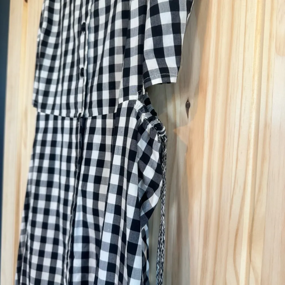 Black and White Gingham Side Cut Out Sleeveless Midi Dress size Small - Image 9