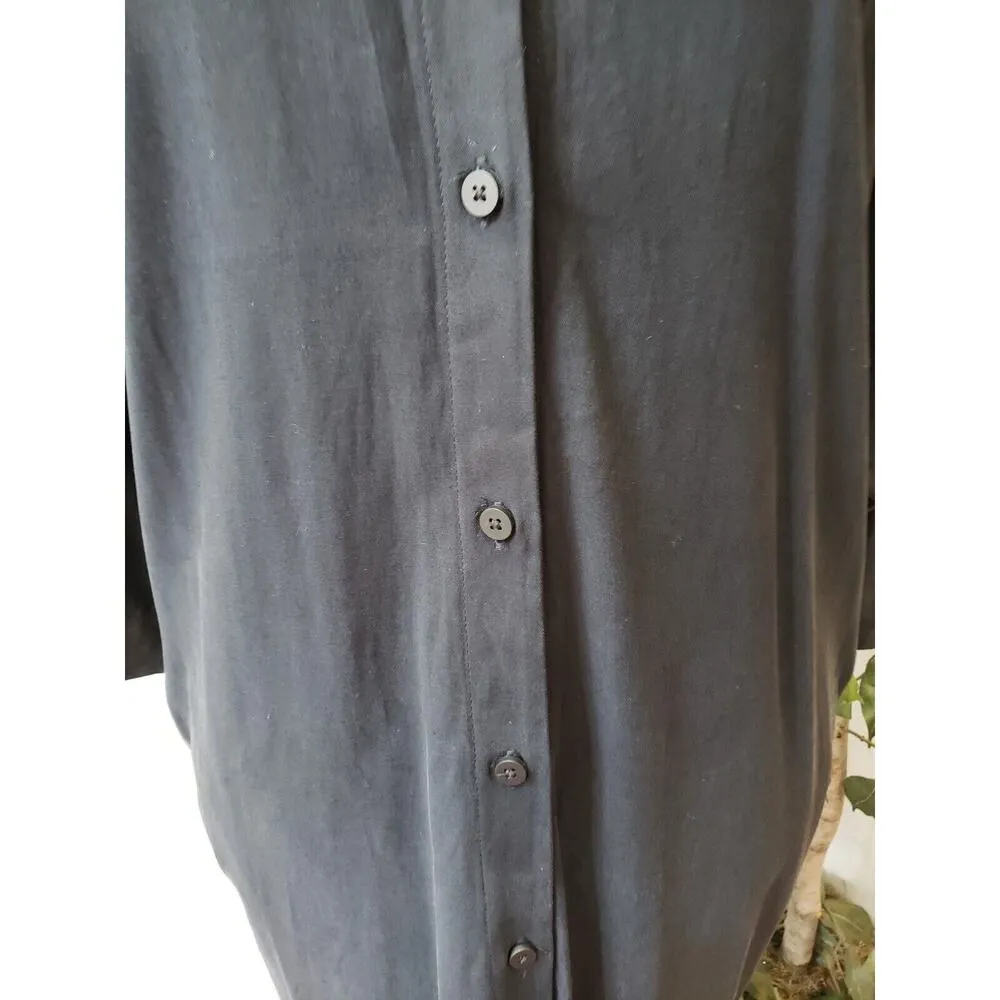 Lululemon Women's Black Solid Cupro Collar Button Down 3/4 Sleeve Shirt Dress 6 - Image 4