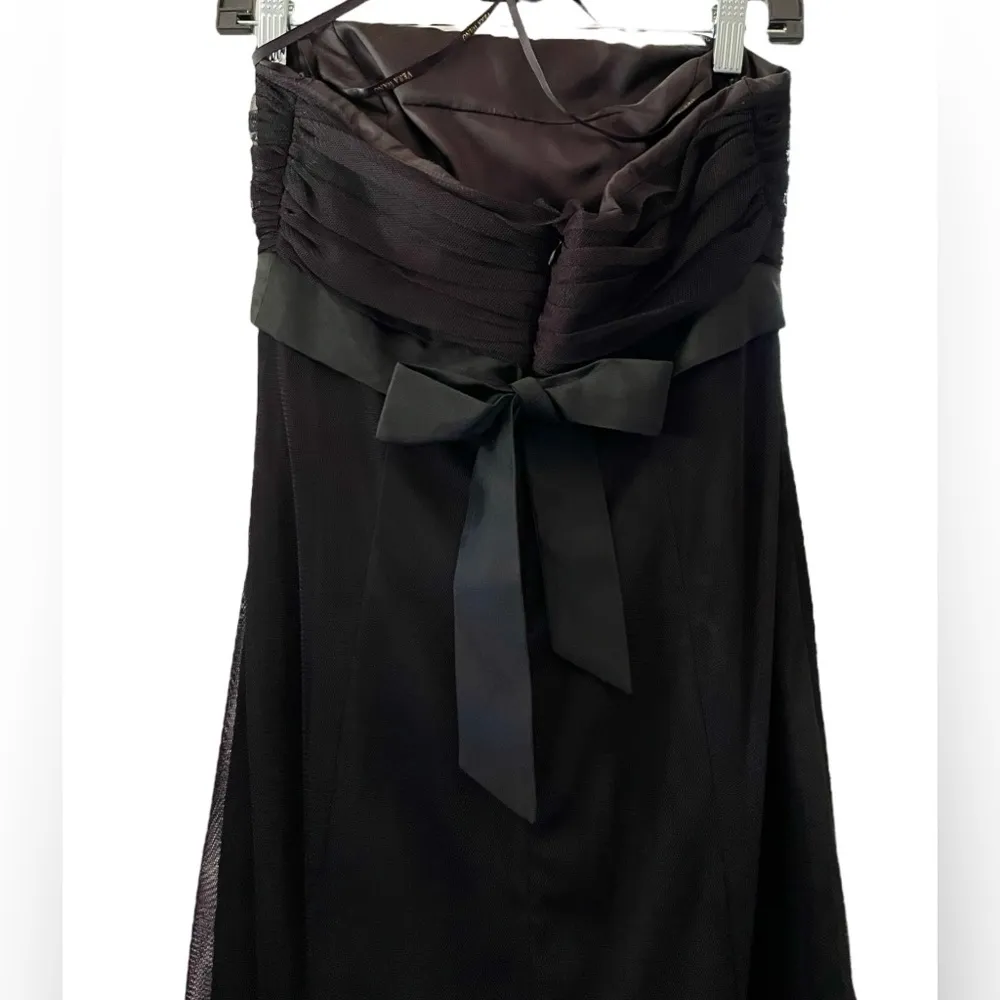 Vera Wang Maids Black Strapless Full Length Tulle Gown - Image 4
