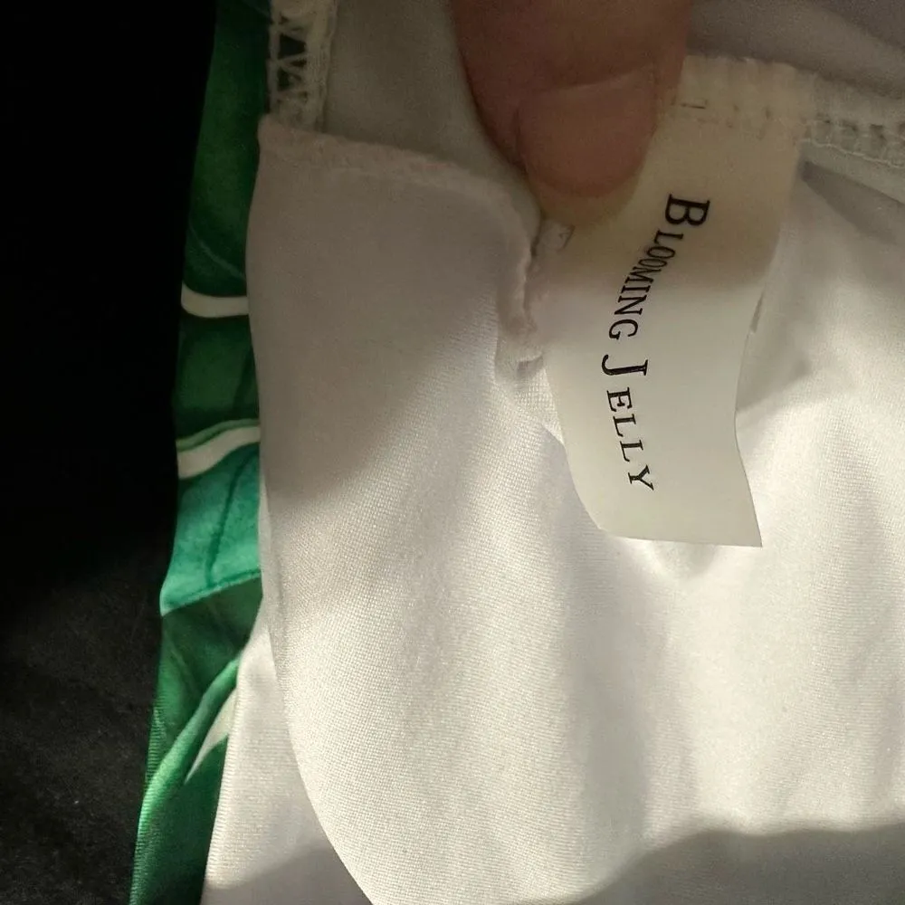 Blooming Jelly WOMENS 2pc floral jungle bikini, high waisted bottoms green/white - Image 4