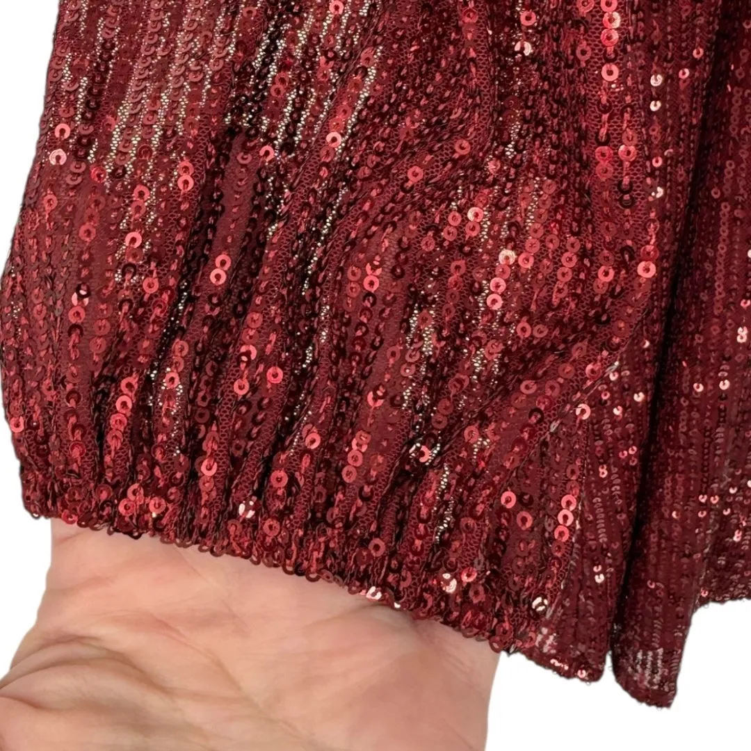 Chic Soul Red Sequin Long Sleeve Party Cocktail Shift Dress Plus Size 1X Holiday - Image 11