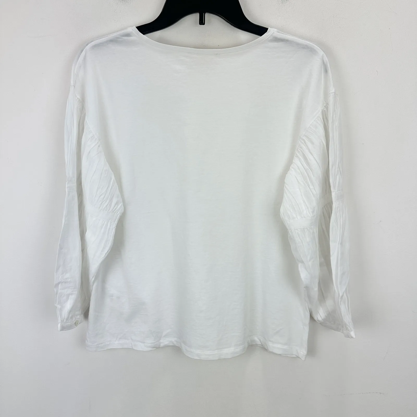 NEW Madewell Puff Sleeve Drop Shoulder Knit Top Cotton Viscose White Small - Image 13