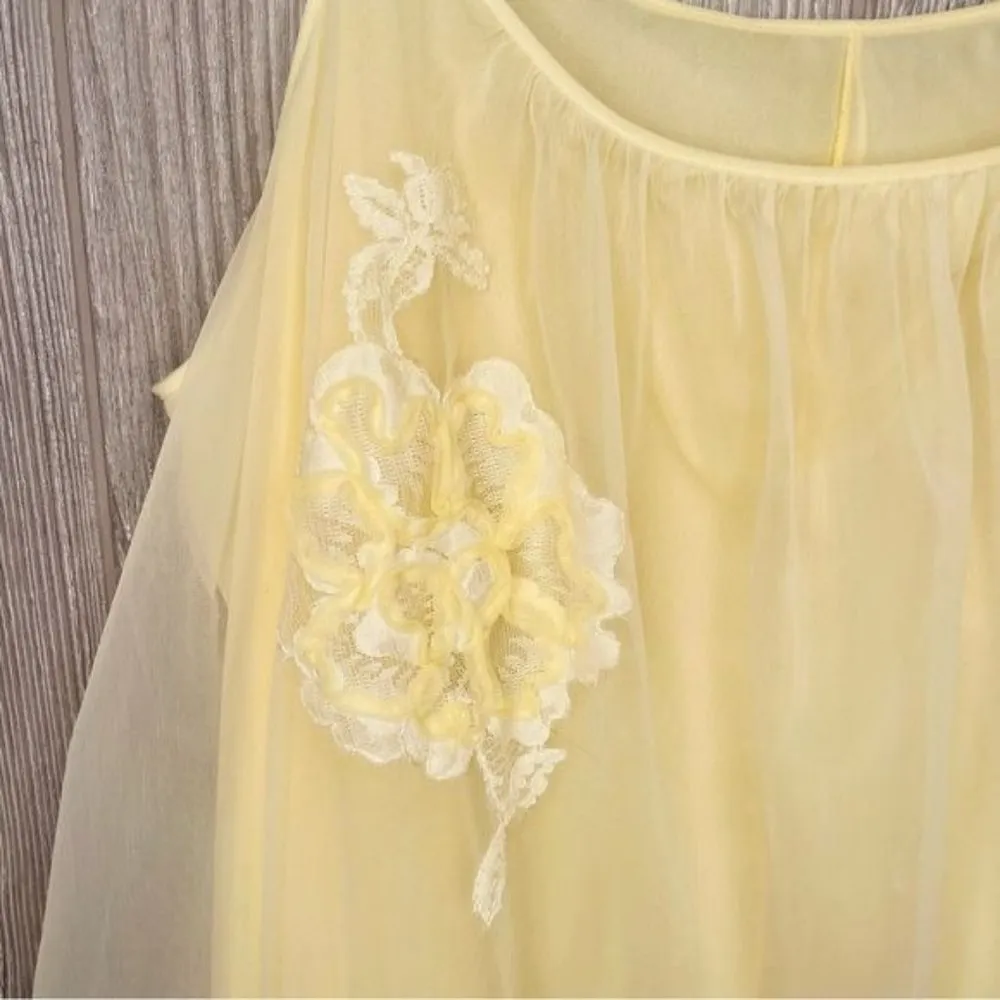 Vintage 50s vanity fair sheer nylon yellow nightgown linguine medium mrs maisel - Image 4